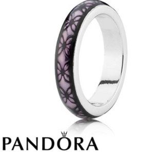 Vintage Floral Enamel Pandora Ring S925 ALE 58